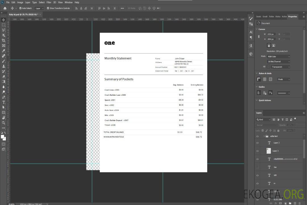 Modèle Word et PDF de relevé bancaire USA One, 4 pages template Modèle Word et PDF de relevé bancaire USA One, 4 pages template